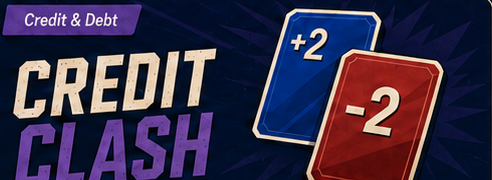 Credit Clash — credit and debt card battle key art